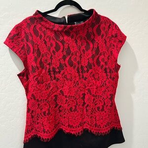 New York & Company Scarlet Lace Overlay Blouse